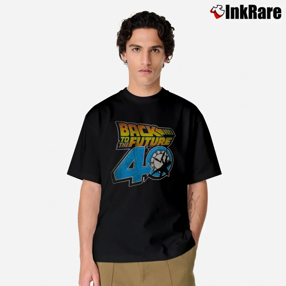 Men’s Back To The Future 40th Anniversary Vintage Classic T-Shirt in black | Soft, Breathable Everyday Wear