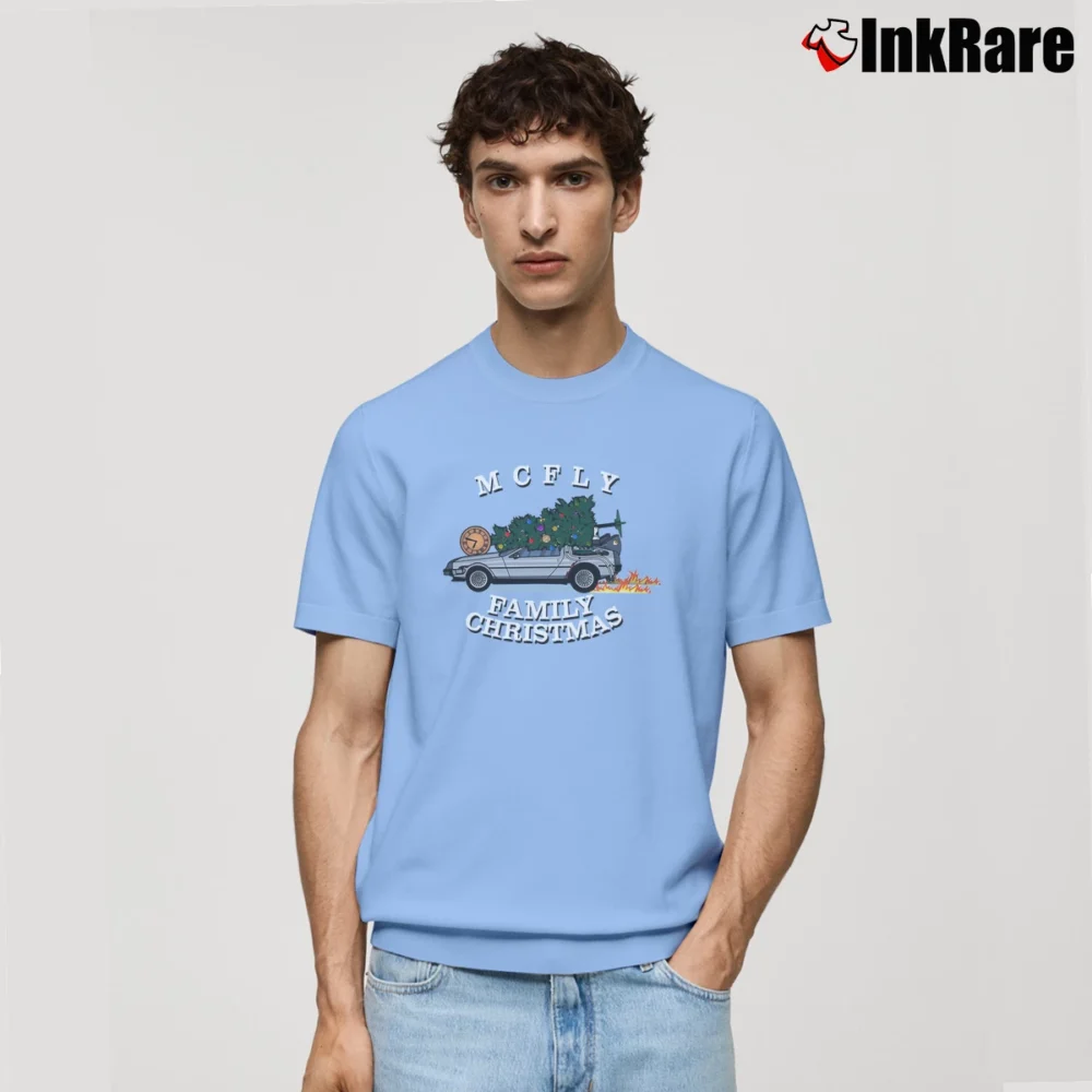 Men’s Back To The Future Christmas Classic T-Shirt in light blue | Soft, Breathable Everyday Wear