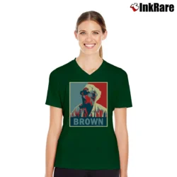 Women’s Back To The Future Doc Brown V-Neck Tee in forest green | Chic Neckline, Soft Texture