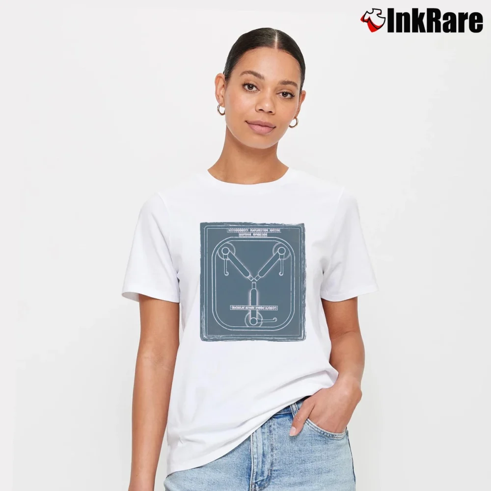 Women’s Back To The Future Flux Capacitor Blueprints Signature T-Shirt in white | Soft, Flattering Fit