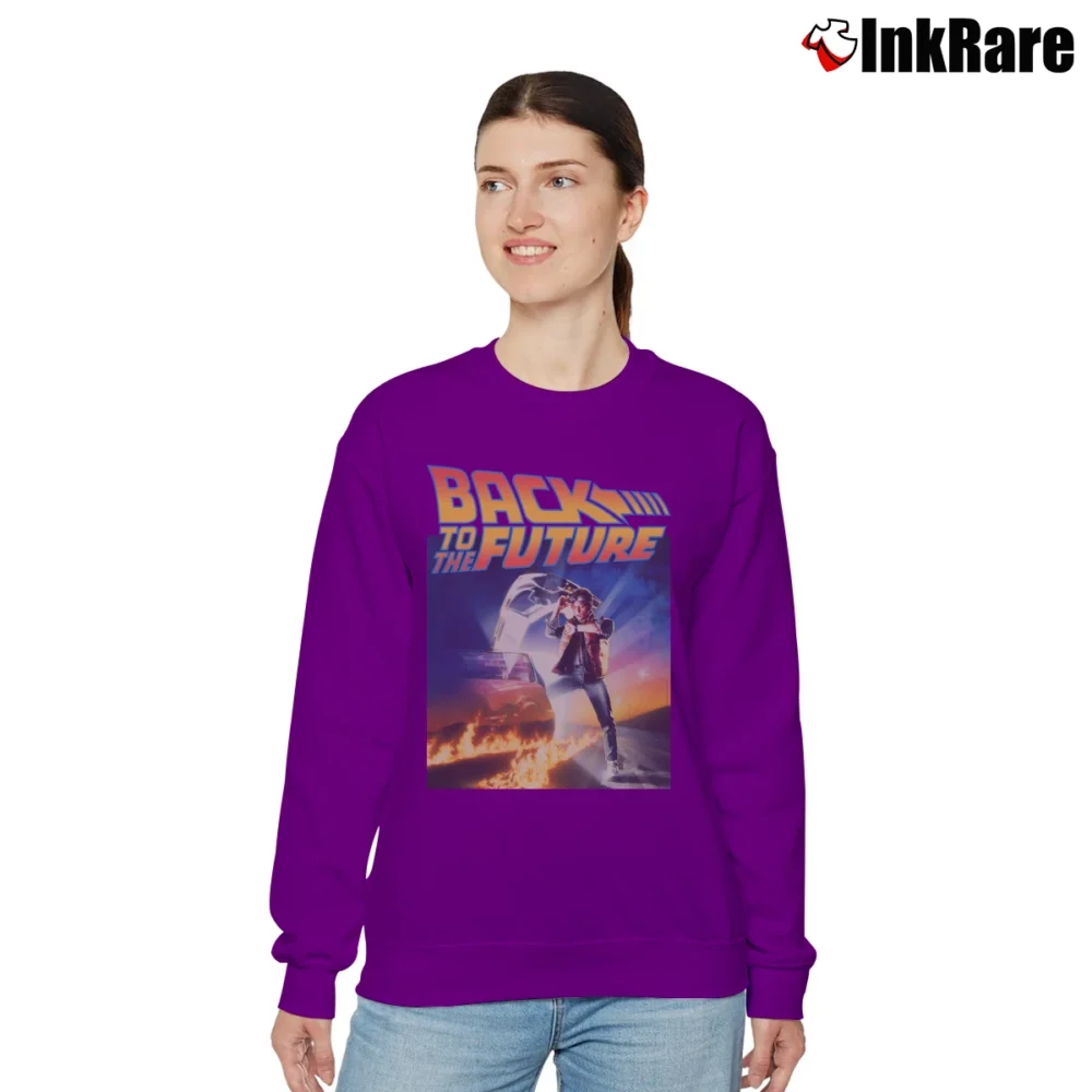 Women’s Back To The Future Poster Relaxed Sweatshirt in purple | Soft, Laid-Back Vibe