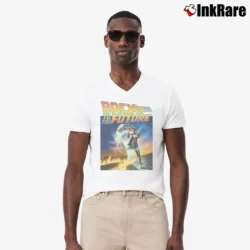 Men’s Back To The Future Poster V-Neck Tee in white | Sharp, Breathable, Everyday Staple