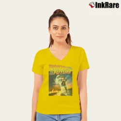 Women’s Back To The Future Poster V-Neck Tee in yellow | Chic Neckline, Soft Texture