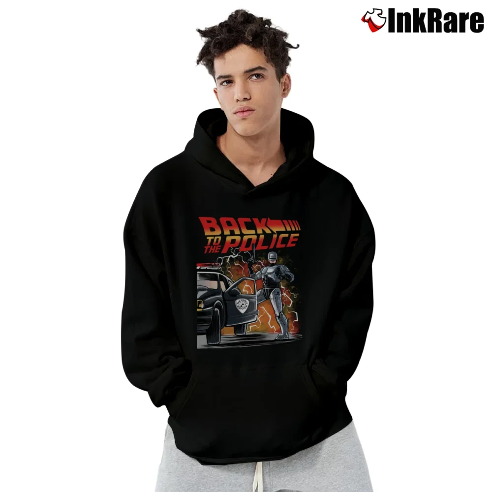 Men’s Back To The Police Robocop Pullover Hoodie in black | Cozy, Durable, Modern Fit