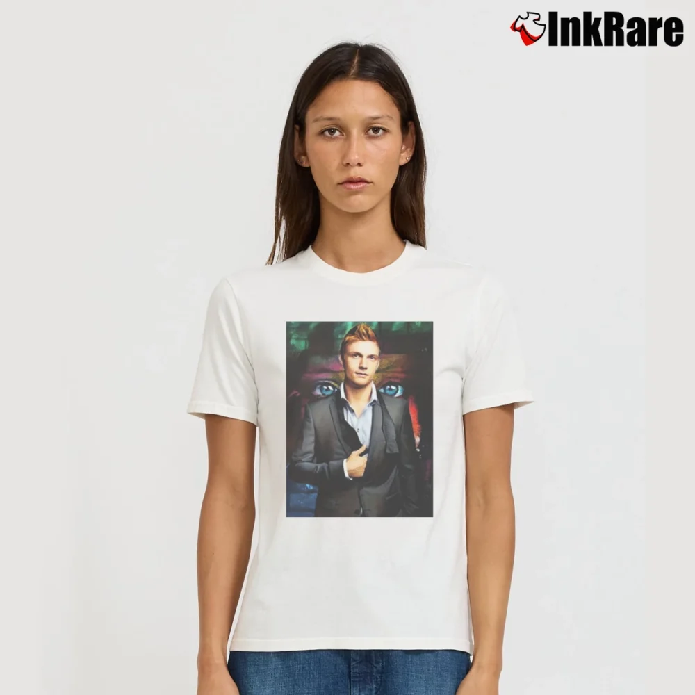 Women’s Backstreet Boys Nick Carter Scoop Gift Signature T-Shirt in white | Soft, Flattering Fit