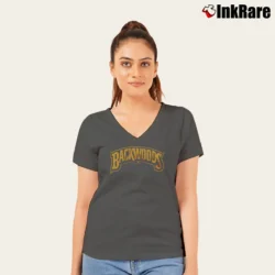 Women’s Backwoods For Jordan 14 Ferrari V-Neck Tee in charcoal | Chic Neckline, Soft Texture