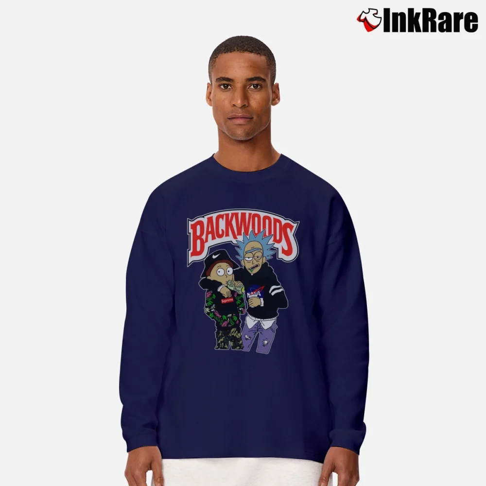 Men’s Backwoods Rick And Morty NASA Graphic Long-Sleeve Shirt in navy | Sleek, Lightweight, Year-Round Wear