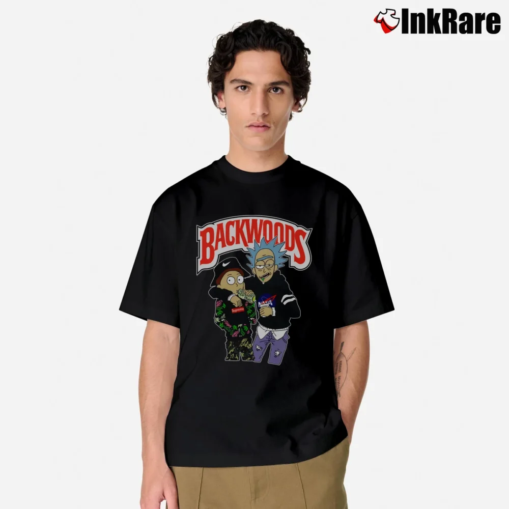 Men’s Backwoods Rick And Morty NASA Graphic Classic T-Shirt in black | Soft, Breathable Everyday Wear