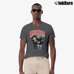 Men’s Backwoods Rick And Morty NASA Graphic V-Neck Tee in charcoal | Sharp, Breathable, Everyday Staple