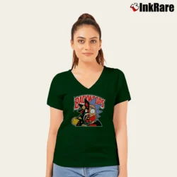 Women’s Backwoods Rick And Morty NASA V-Neck Tee in forest green | Chic Neckline, Soft Texture