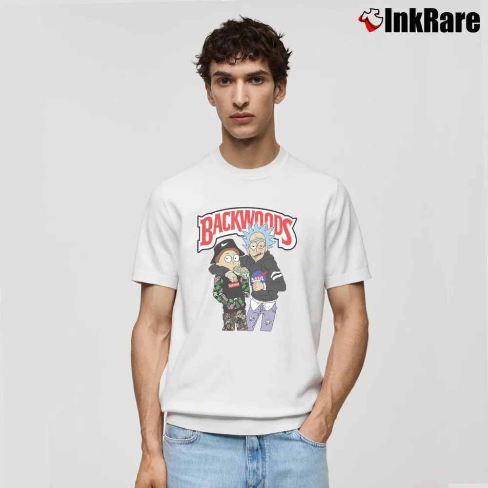Men’s Backwoods Rick And Morty TV Show Novelty Classic T-Shirt in white | Soft, Breathable Everyday Wear
