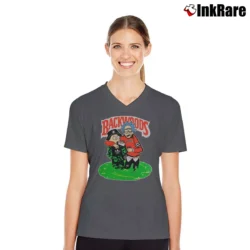 Women’s Backwoods Rick And Morty V-Neck Tee in charcoal | Chic Neckline, Soft Texture