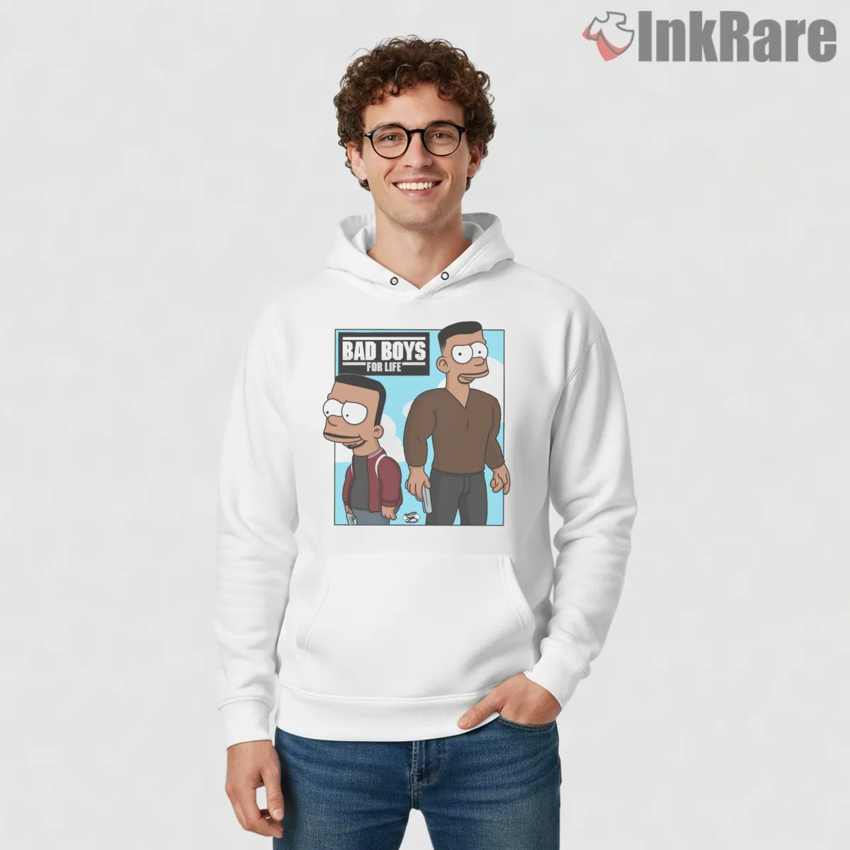Bad Boys For Life Simpsons Action Duo Movie Mashup Shirt on white hoodie for men graphic tee