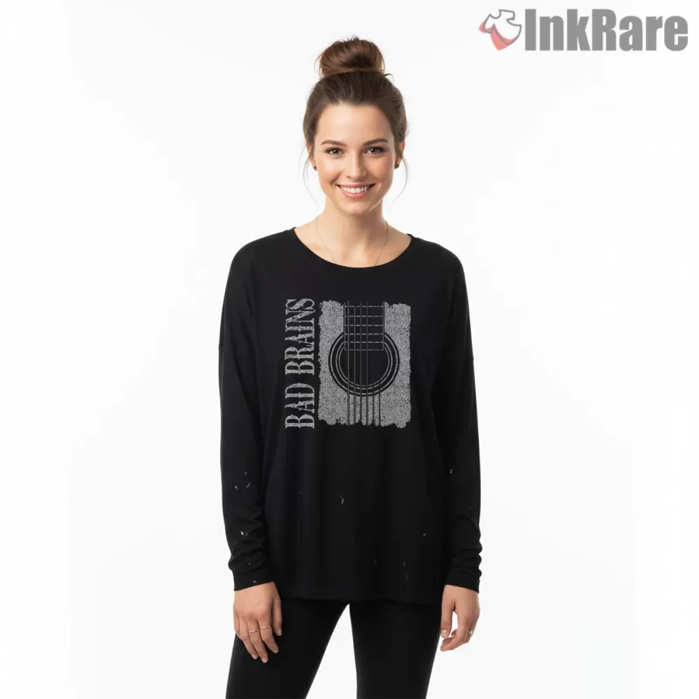 Bad Brains Acoustic Strings Graphic Shirt on black long sleeve shirt for women graphic tee