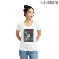 Bad Brains Banned In Dc Crowd Dive Shirt on white v-neck shirt for women graphic tee