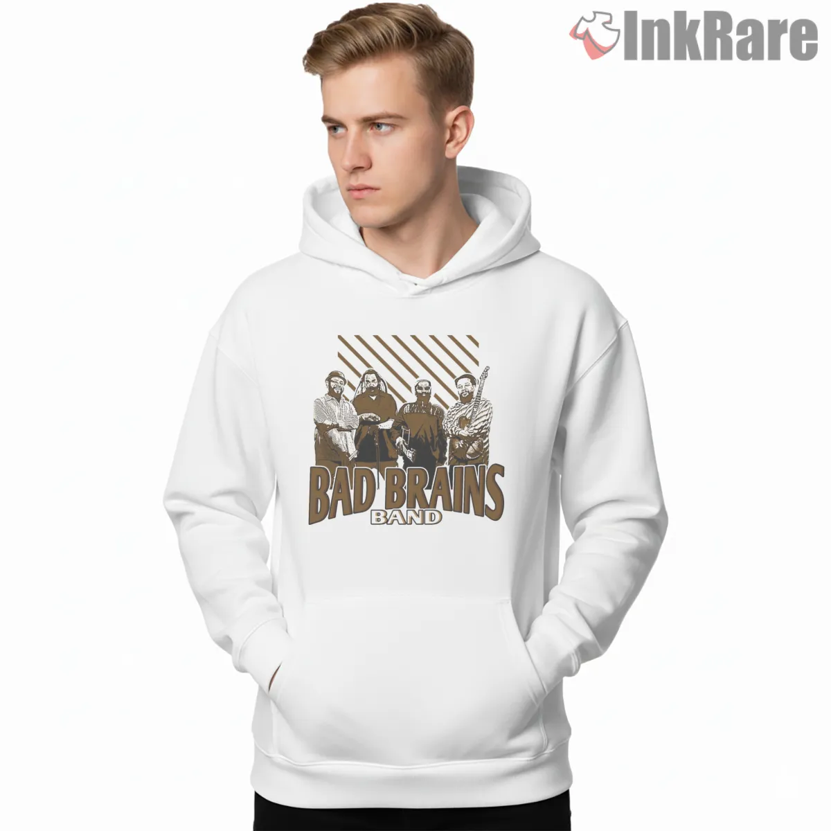 Bad Brains Classic Band Lineup Shirt on white hoodie for men graphic tee