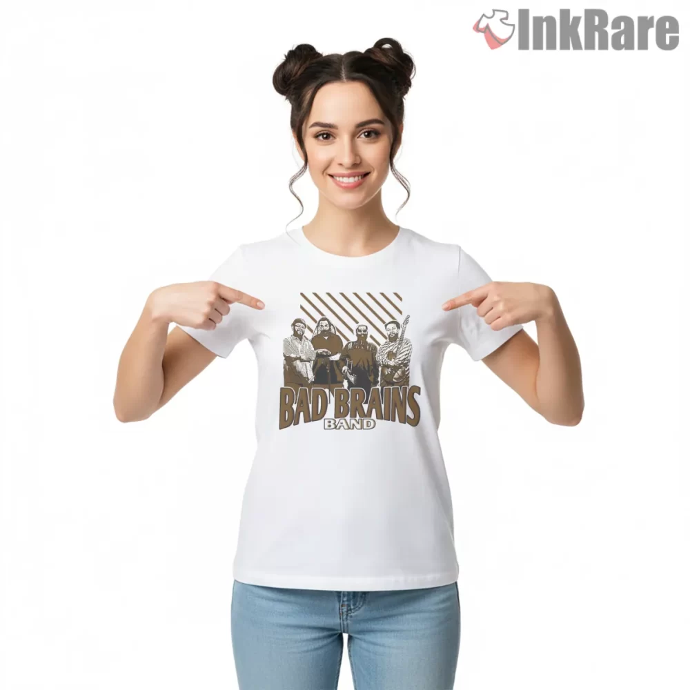Bad Brains Classic Band Lineup Shirt on white short sleeve shirt for women graphic tee