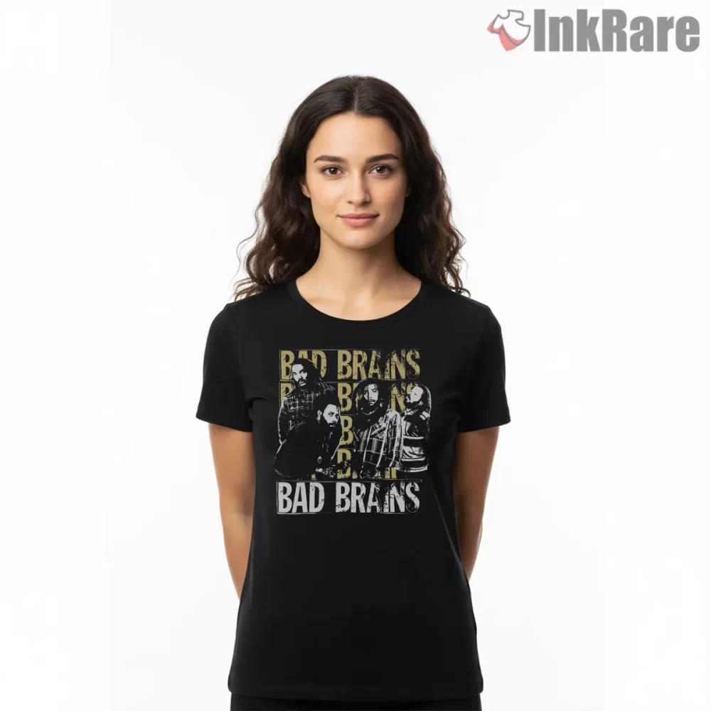 Bad Brains Classic Band Portrait Grit Shirt on black short sleeve shirt for women graphic tee
