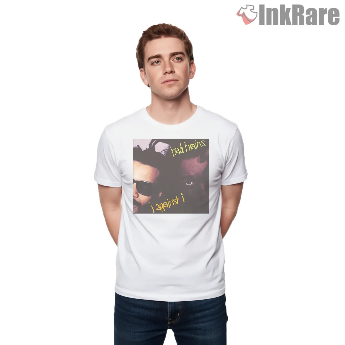 Bad Brains I Against I Album Portrait Short Sleeve White Bad Brains I Against I Album Portrait Shirt on white short sleeve shirt for men graphic tee