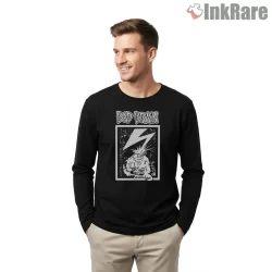 Bad Brains Lightning Brain Cartoon Shirt on black long sleeve shirt for men graphic tee