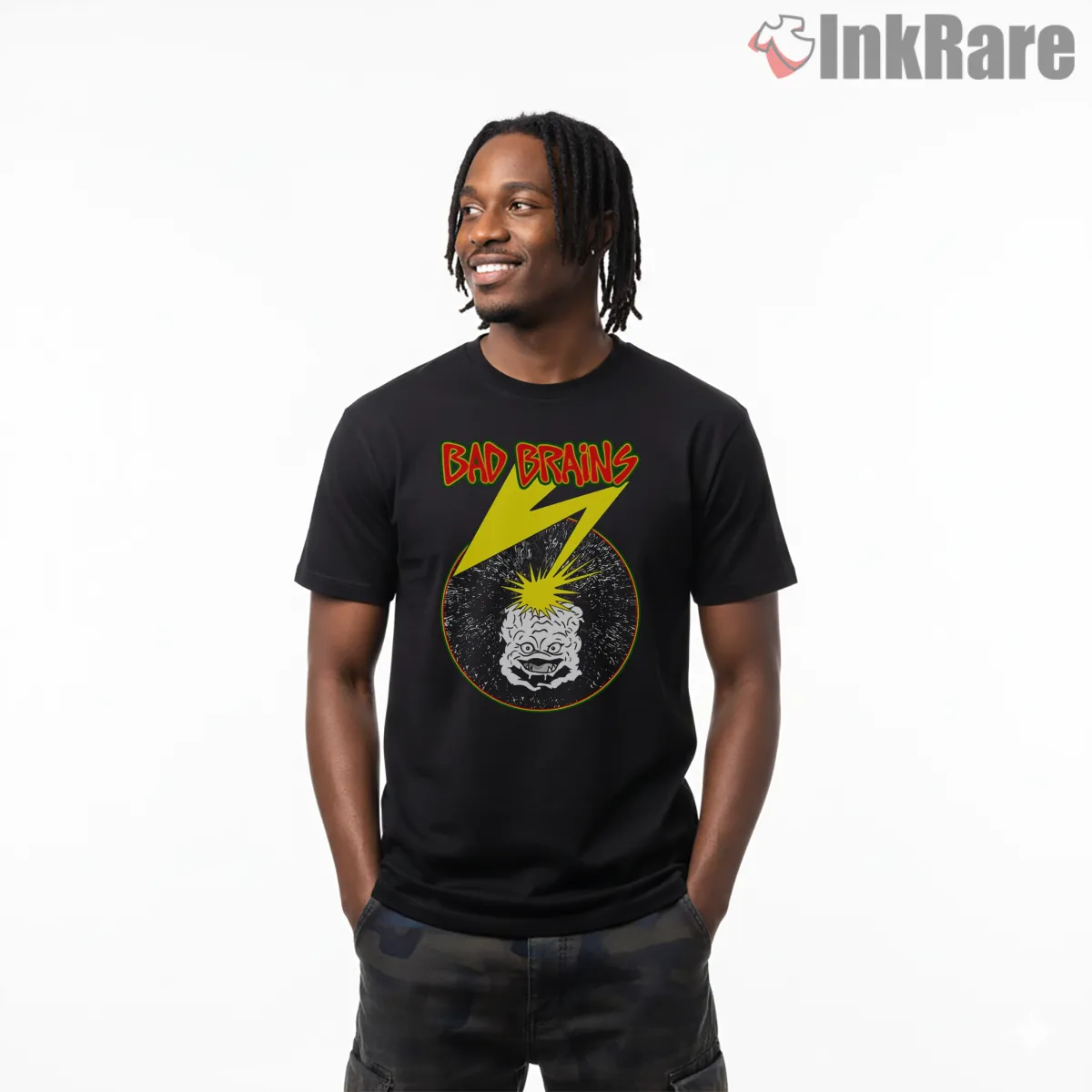 Bad Brains Lightning Mind Music Core Short Sleeve Black Bad Brains Lightning Mind Music Core Shirt on black short sleeve shirt for men graphic tee