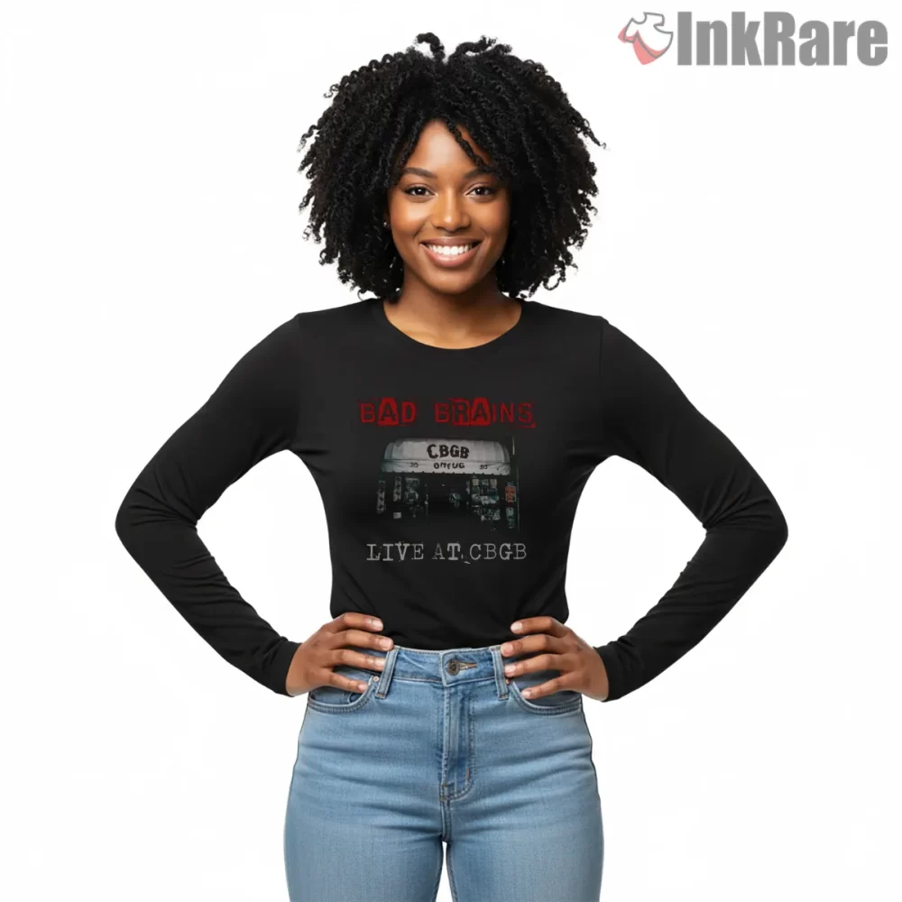 Bad Brains Live At Cbgb Historic Venue Shirt on black long sleeve shirt for women graphic tee