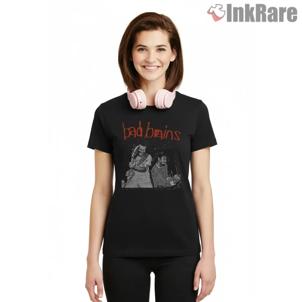 Bad Brains Live Duo Performance Shirt on black short sleeve shirt for women graphic tee