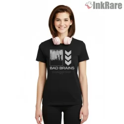 Bad Brains Minimal Crowd Signal Shirt on black short sleeve shirt for women graphic tee