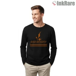 Bad Brains Minimal Lightning Stripe Shirt on black long sleeve shirt for men graphic tee