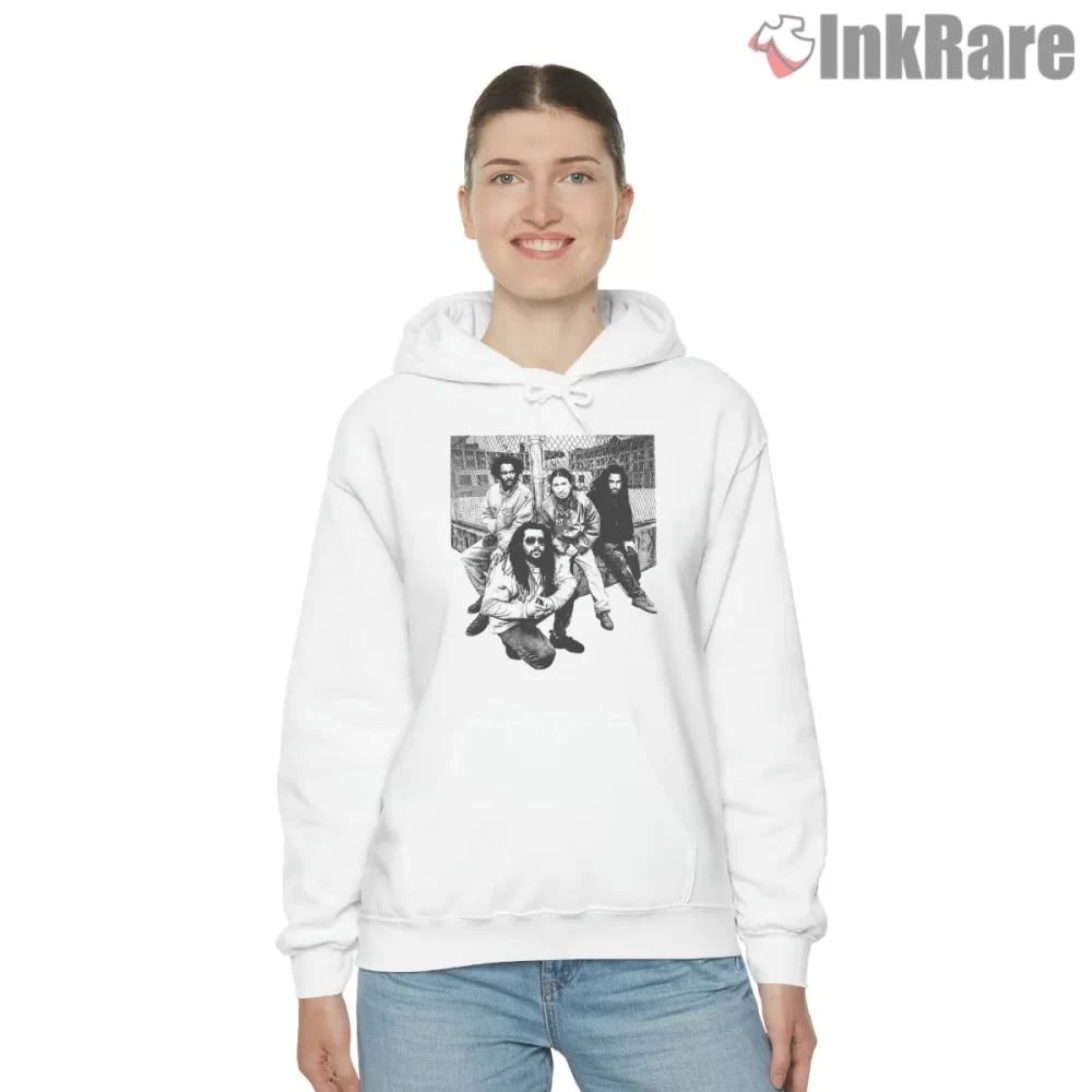 Bad Brains Nineties Classic Band Portrait Shirt on white hoodie for women graphic tee