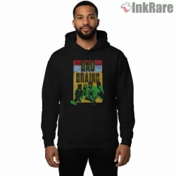 Bad Brains Rasta Gradient Band Graphic Shirt on black hoodie for men graphic tee