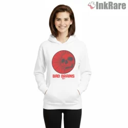 Bad Brains Red Skull Vintage Emblem Shirt on white hoodie for women graphic tee