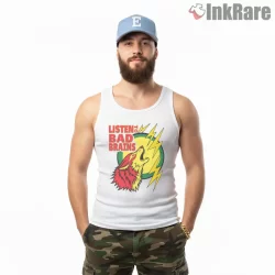 Bad Brains Red Wolf Lightning Music Shirt on white tank top for men graphic tee