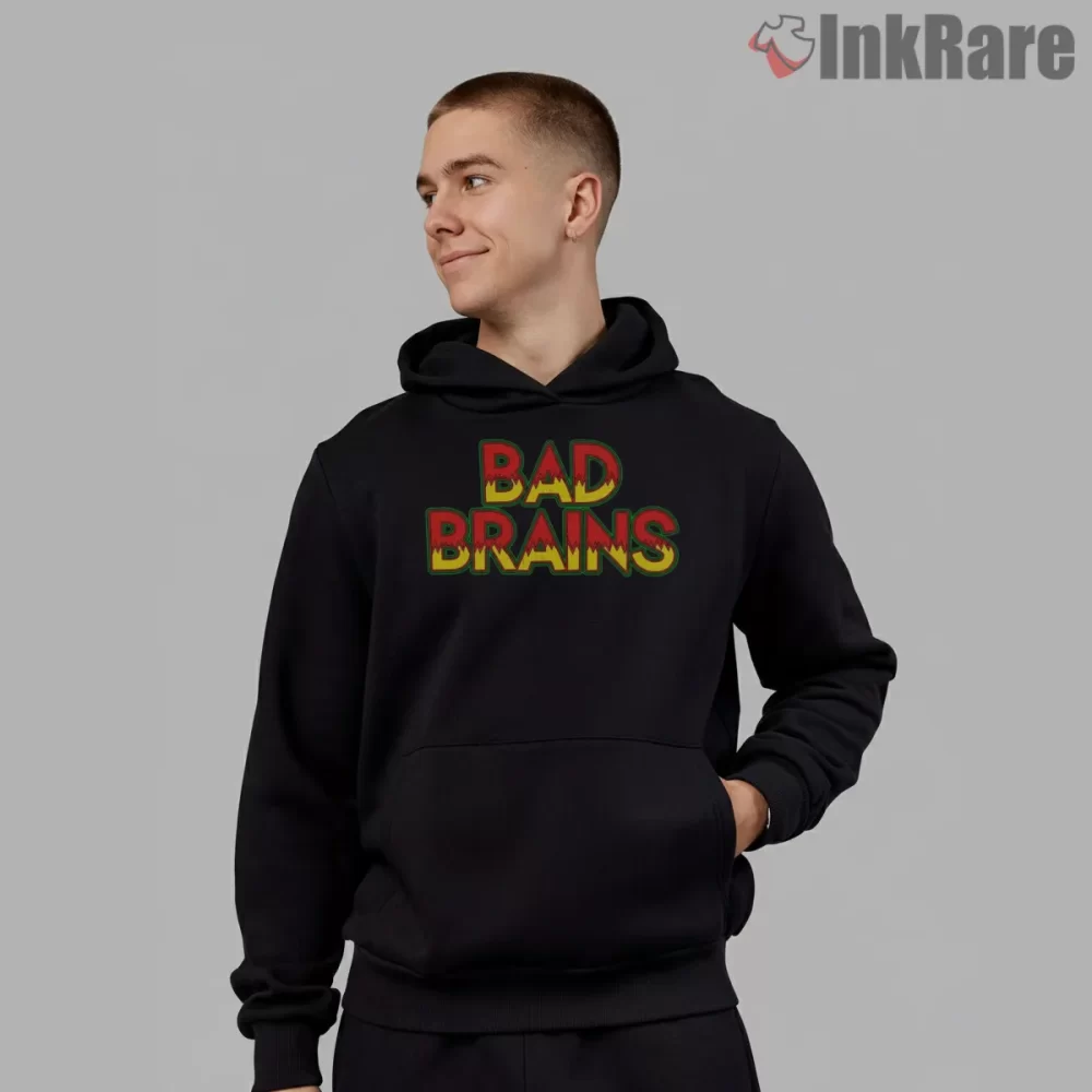 Bad Brains Reggae Rock Classic Logo Shirt on black hoodie for men graphic tee