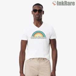 Bad Brains Retro Circle Logo Shirt on white v-neck shirt for men graphic tee