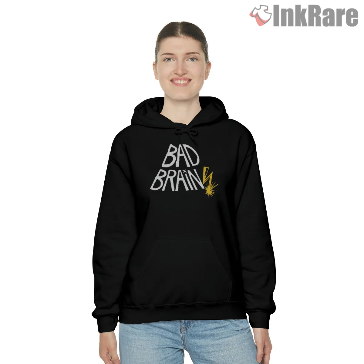 Bad Brains Retro Nineties Lightning Logo Hoodie Black Bad Brains Retro Nineties Lightning Logo Shirt on black hoodie for women graphic tee