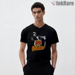 Bad Brains Stencil Band Portrait Street Shirt on black v-neck shirt for men graphic tee