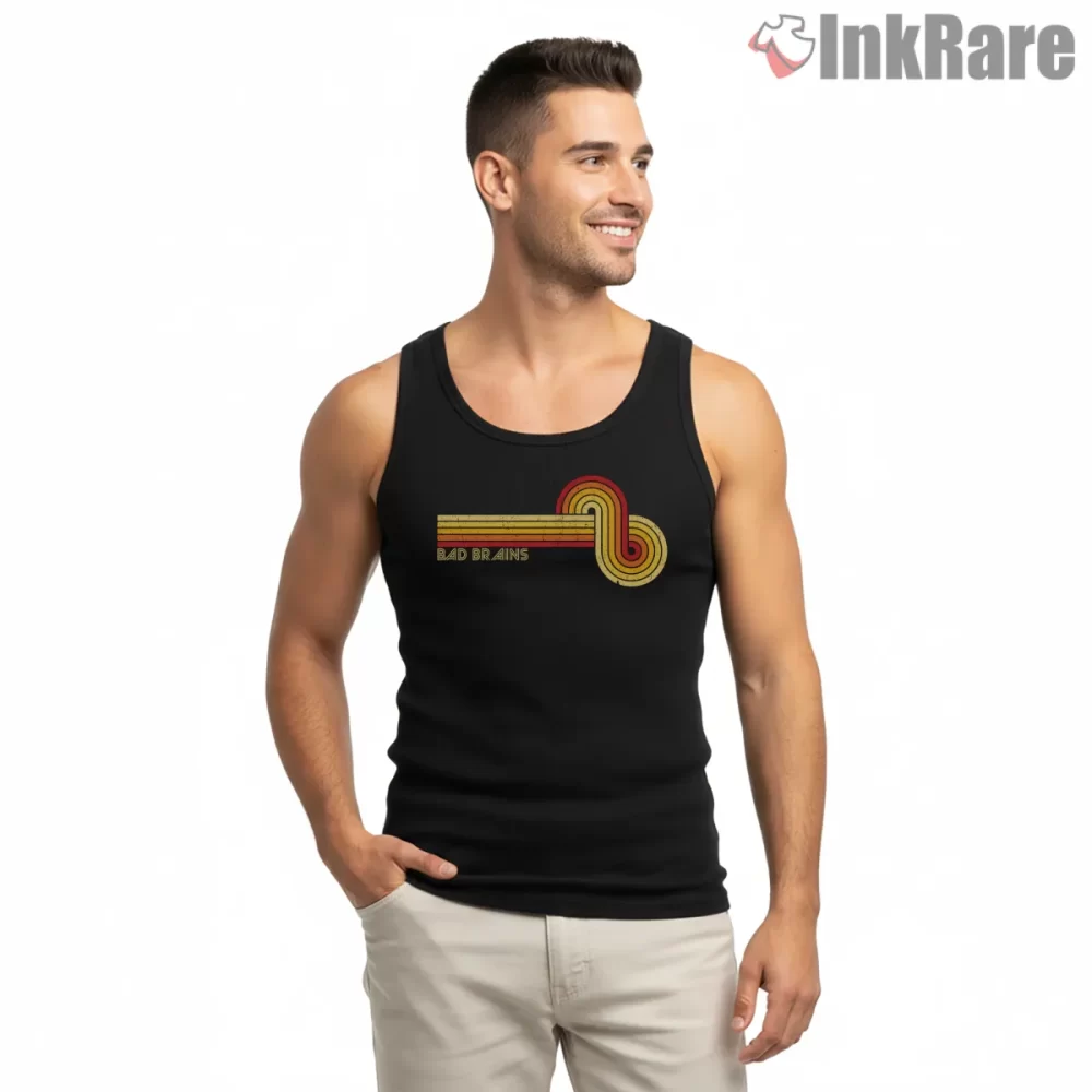 Bad Brains Sunset Line Minimal Groove Shirt on black tank top for men graphic tee