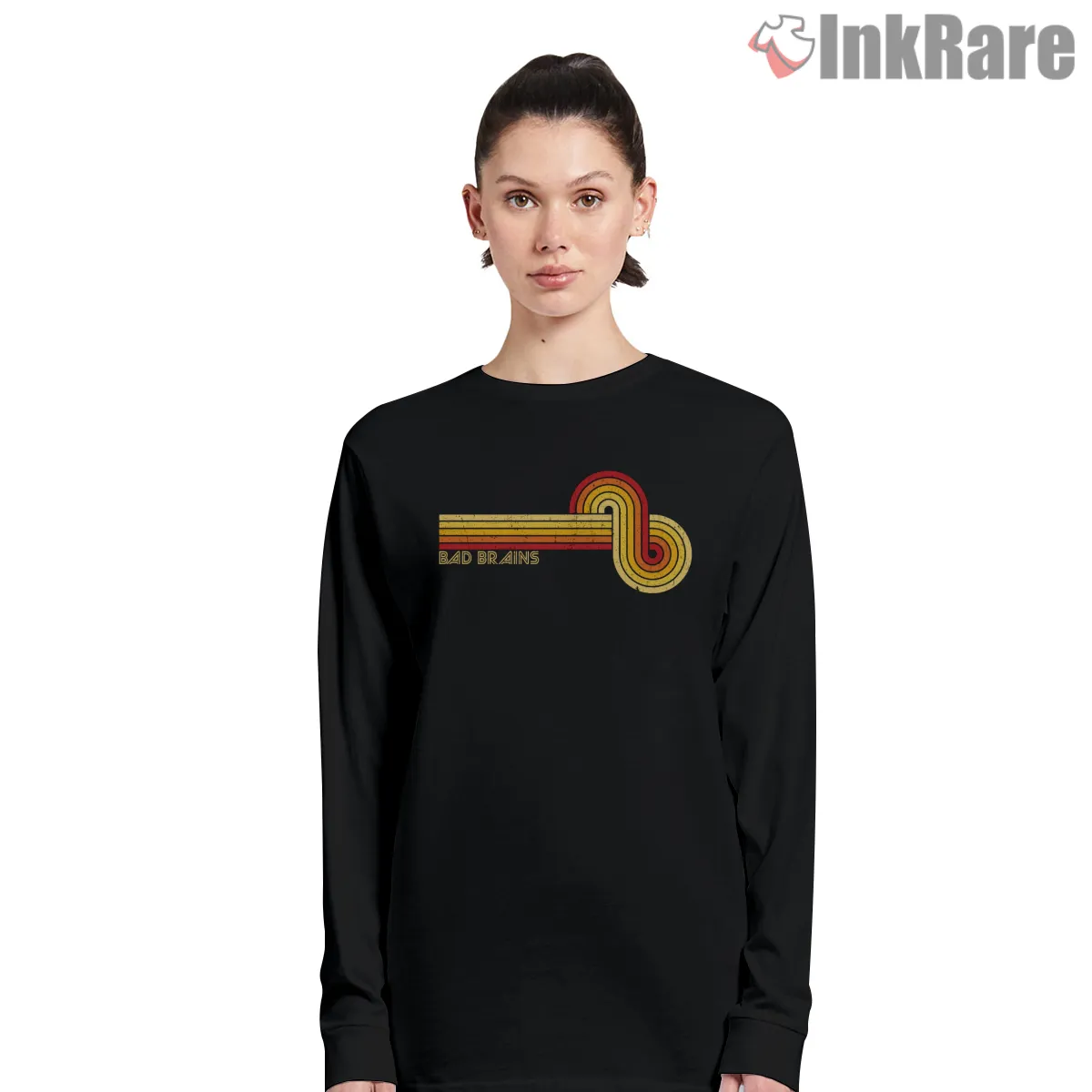 Bad Brains Sunset Line Minimal Groove Long Sleeve Black Bad Brains Sunset Line Minimal Groove Shirt on black long sleeve shirt for women graphic tee