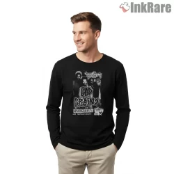 Bad Brains Tour Flyer Travel Era Shirt on black long sleeve shirt for men graphic tee