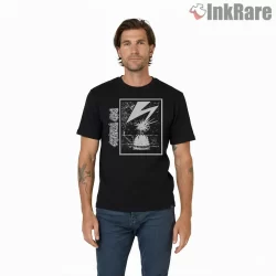 Bad Brains Vertical Logo Lightning Shirt on black short sleeve shirt for men graphic tee