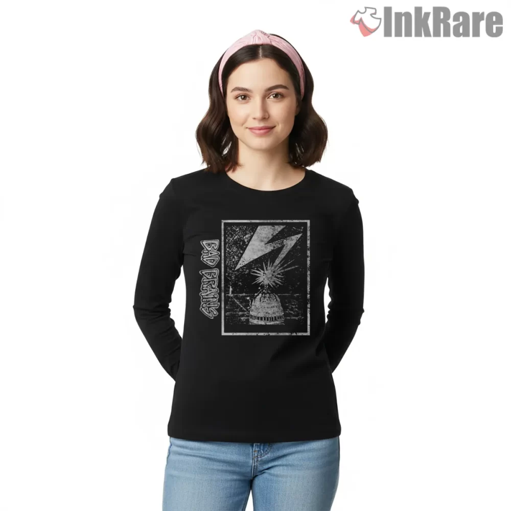 Bad Brains Vintage Capitol Lightning Archive Shirt on black long sleeve shirt for women graphic tee