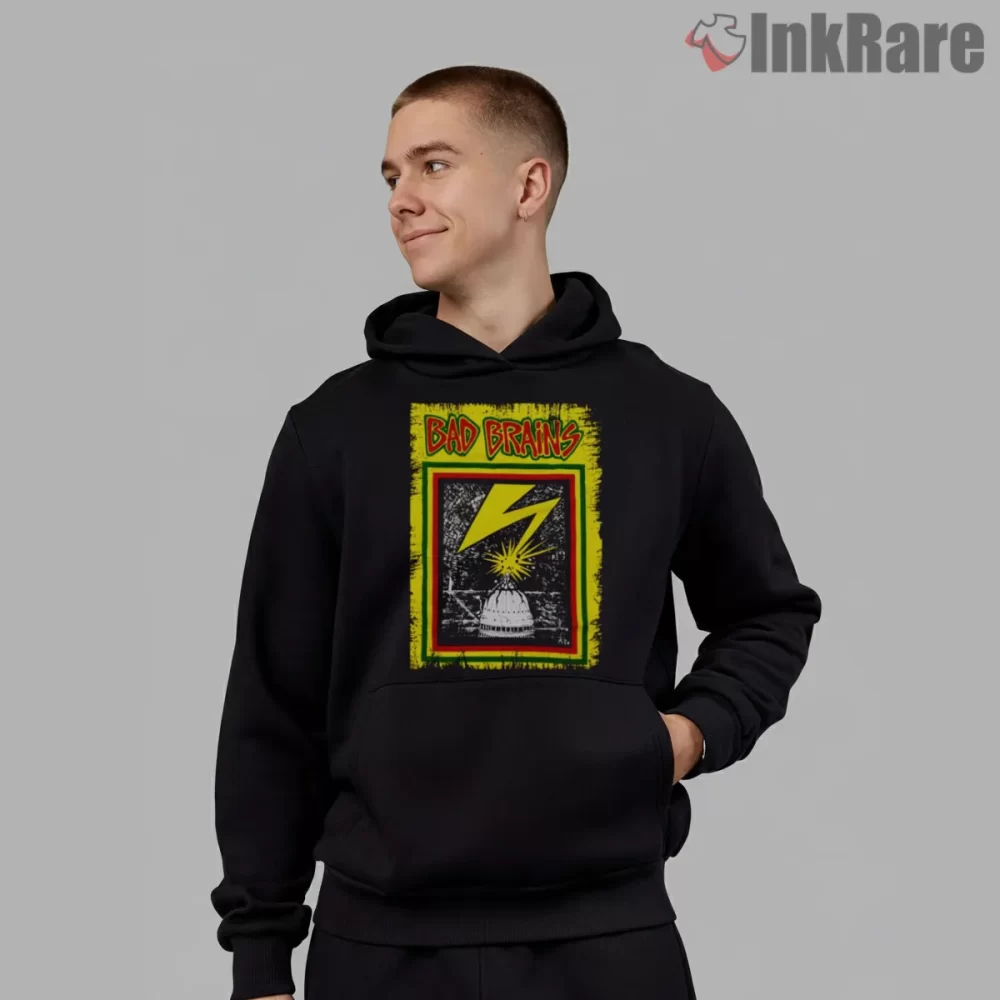 Bad Brains Vintage Capitol Lightning Relic Shirt on black hoodie for men graphic tee