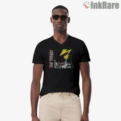 Bad Brains Vintage Lightning Crowd Moment Shirt on black v-neck shirt for men graphic tee