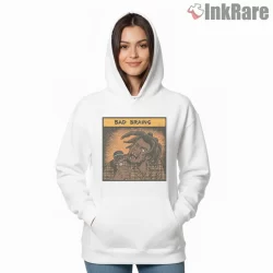 Bad Brains Vocal Fury Attitude Shirt on white hoodie for women graphic tee