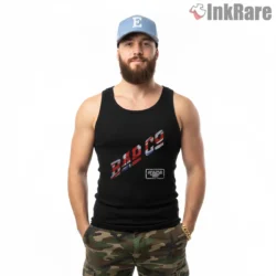 Bad Co Union Jack Live In The Uk Shirt on black tank top for men graphic tee