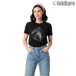 Bad Co Wolf Moon Retro Tour Shirt on black short sleeve shirt for women graphic tee