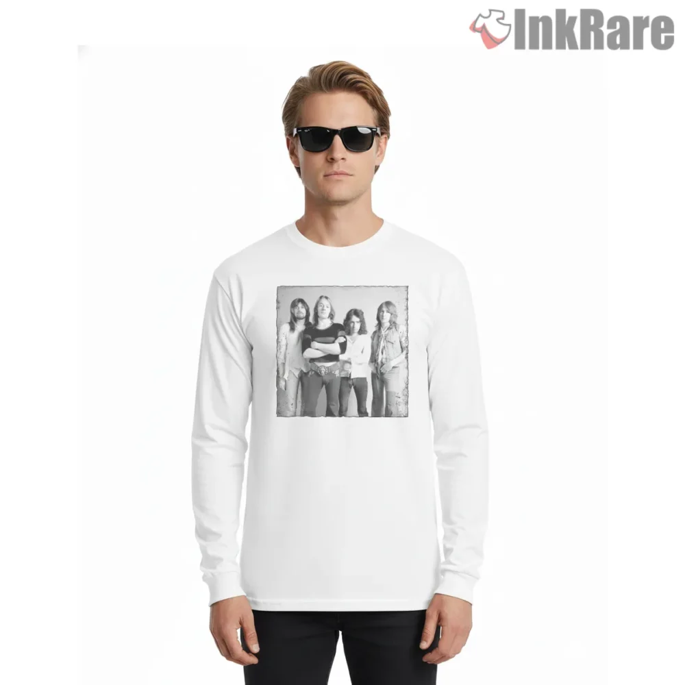 Bad Company Classic Standing Portrait Shirt on white long sleeve shirt for men graphic tee