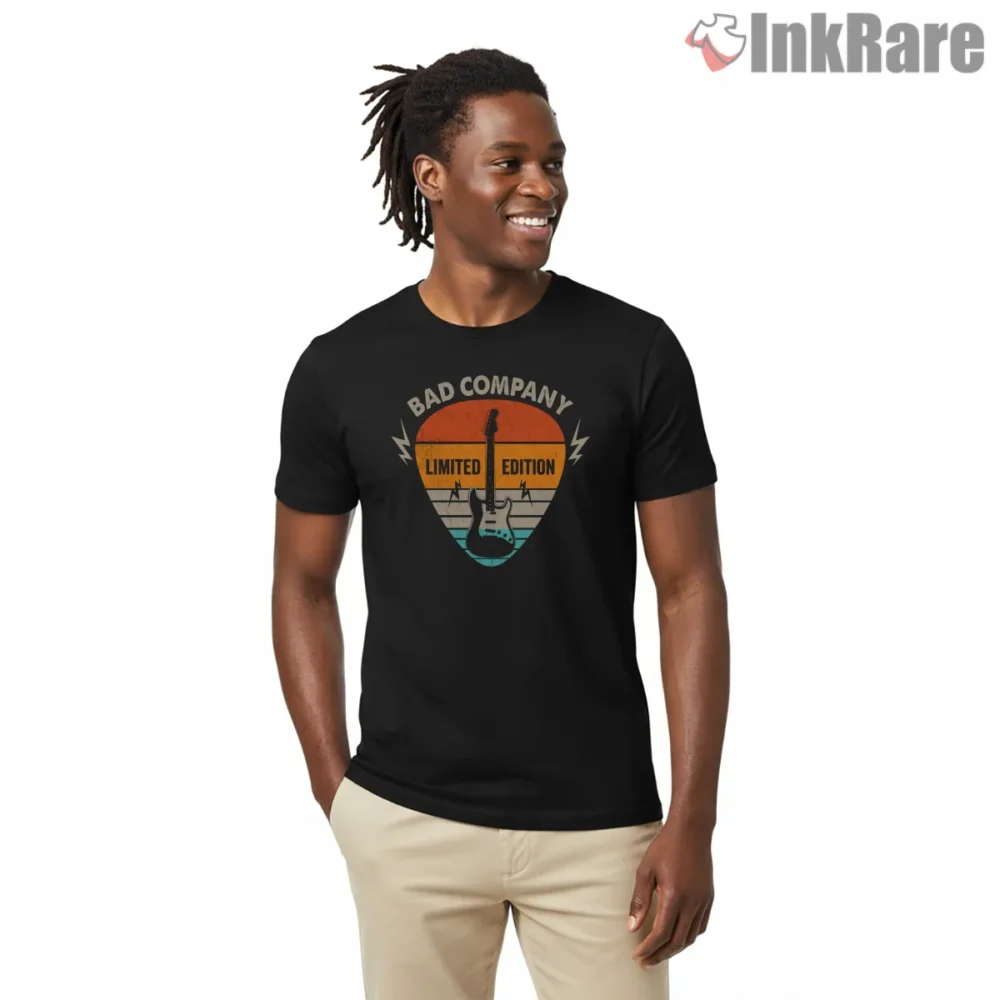 Bad Company Limited Edition Guitar Pick Shirt on black short sleeve shirt for men graphic tee