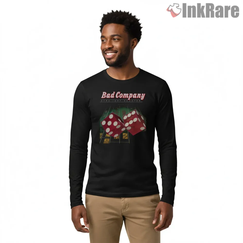 Bad Company Shooting Star Casino Dice Shirt on black long sleeve shirt for men graphic tee